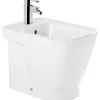 Sanindusa Bidet céramique traditionnelle Look a poser au sol avec trou passage flexible blanc