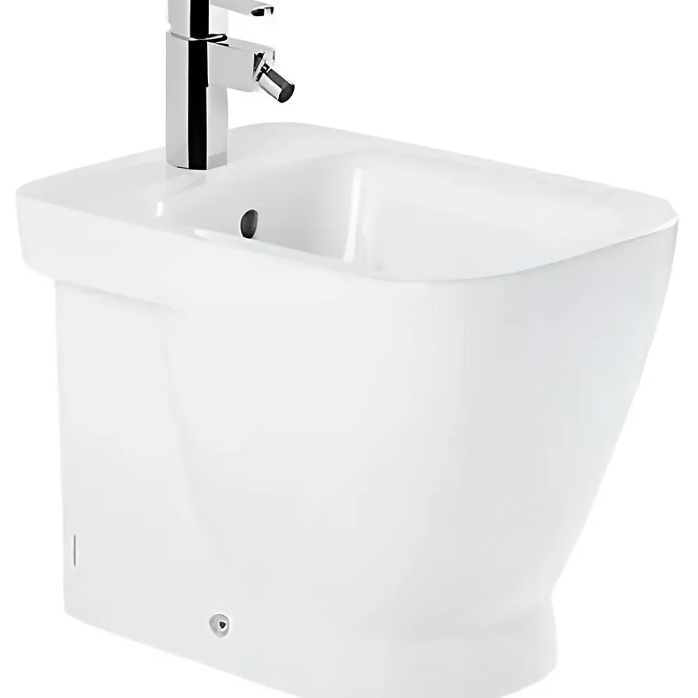 Sanindusa Bidet céramique traditionnelle Look a poser au sol avec trou passage flexible blanc