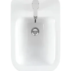 Sanindusa Bidet céramique traditionnelle Look a poser au sol avec trou passage flexible blanc
