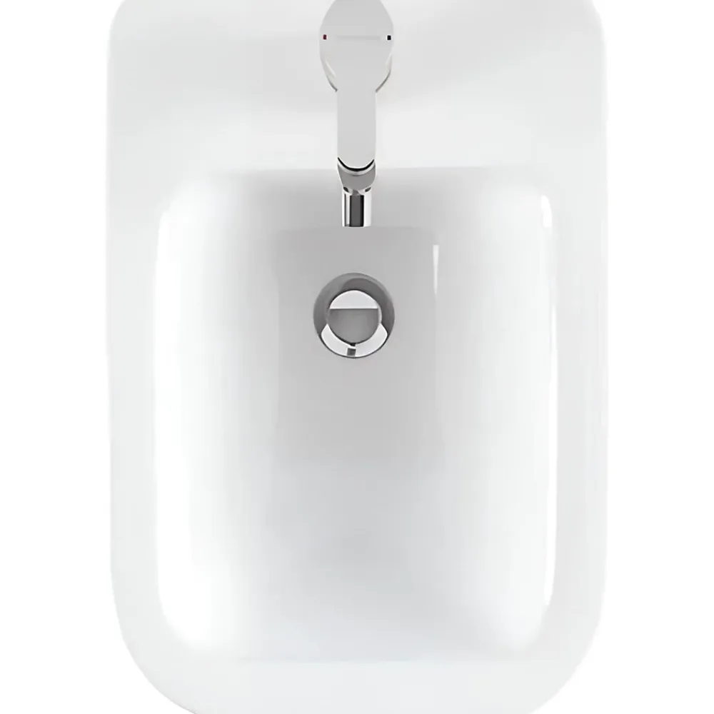Sanindusa Bidet céramique traditionnelle Look a poser au sol avec trou passage flexible blanc