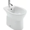 Sanindusa Bidet Easy céramique traditionnelle pose au sol avec trous pour abattant blanc