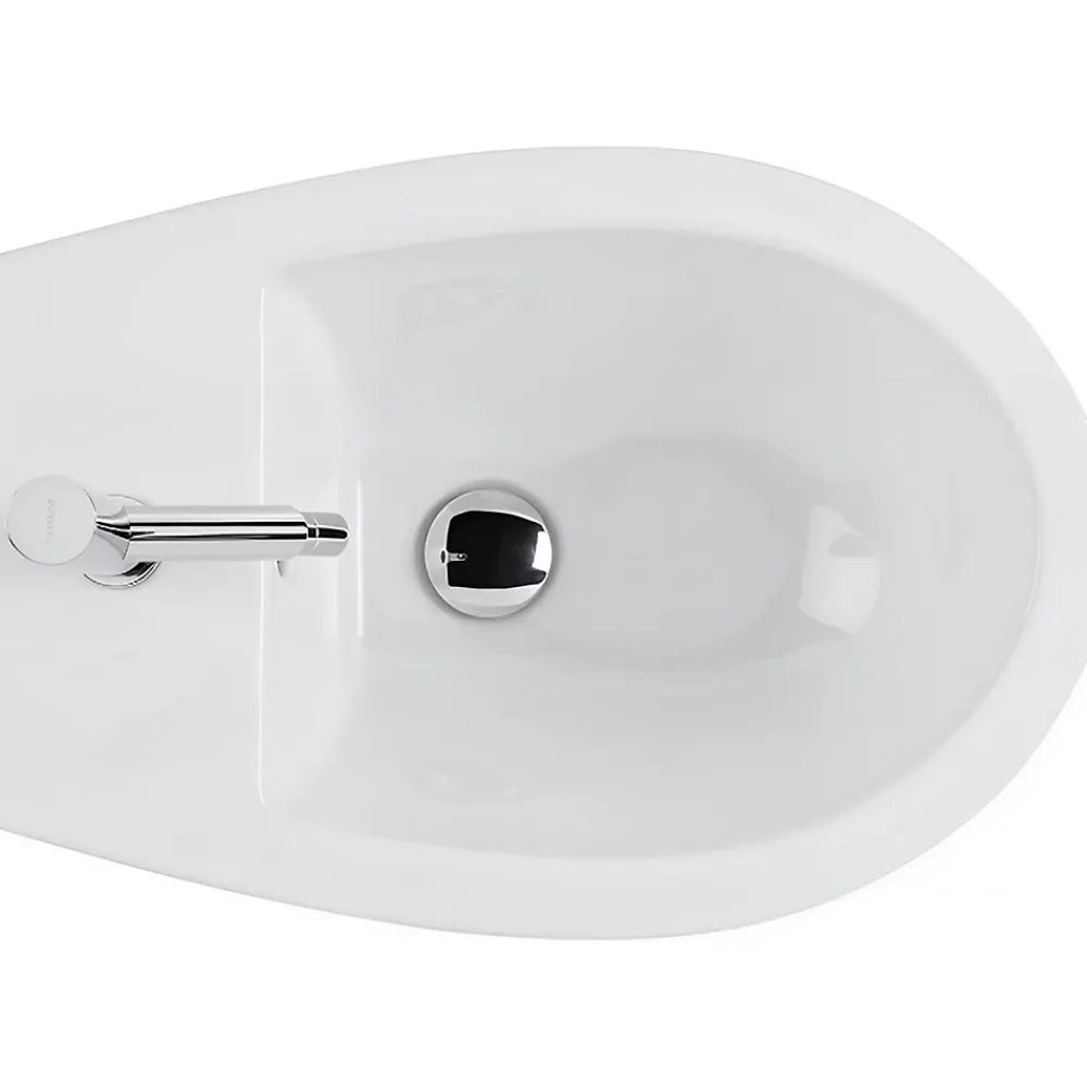 Sanindusa Bidet Easy céramique traditionnelle pose au sol avec trous pour abattant blanc