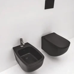 Wc Suspendu|Kiamami Valentina Bidet Et Toilettes Suspendus En Céramique Noir Mat Mozart