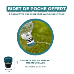 Expert Bidet Portable pour Toilette Intime avec deux embouts ajustables - Marque Française - 400 ml - Douchette de Voyage - WC