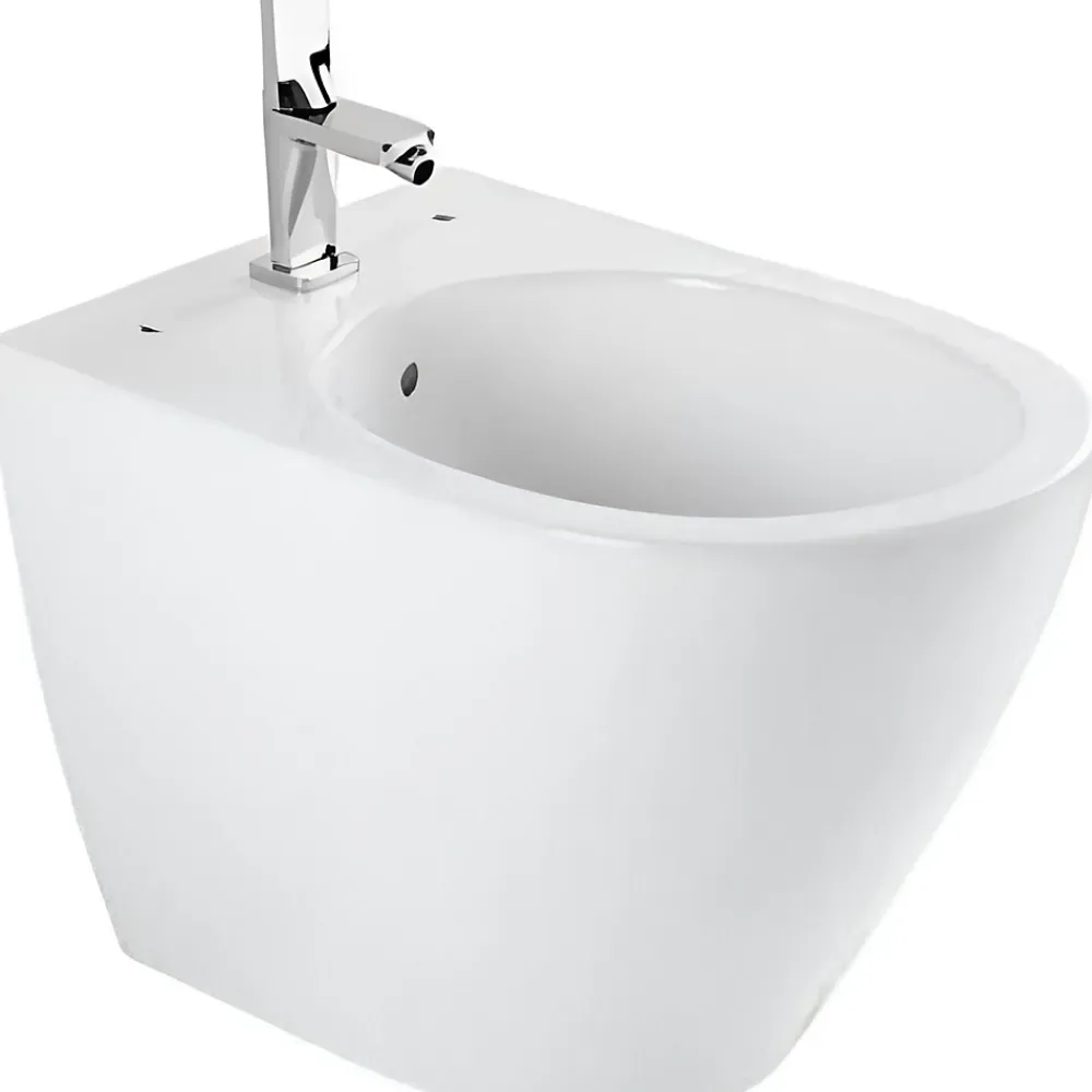Sanindusa Bidet Sanlife céramique traditionnelle avec trous pour abattant (non inclus) blanc
