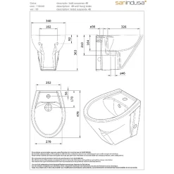 Bidet|Sanindusa Bidet suspendu céramique traditionnelle Cetus 48 blanc