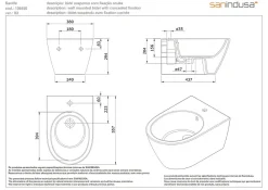 Bidet|Sanindusa Bidet suspendu céramique traditionnelle 56 Sanlife blanc mate