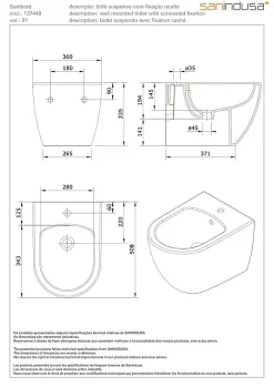 Sanindusa Bidet suspendu céramique traditionnelle Sanibold 50 fixation cachée blanc