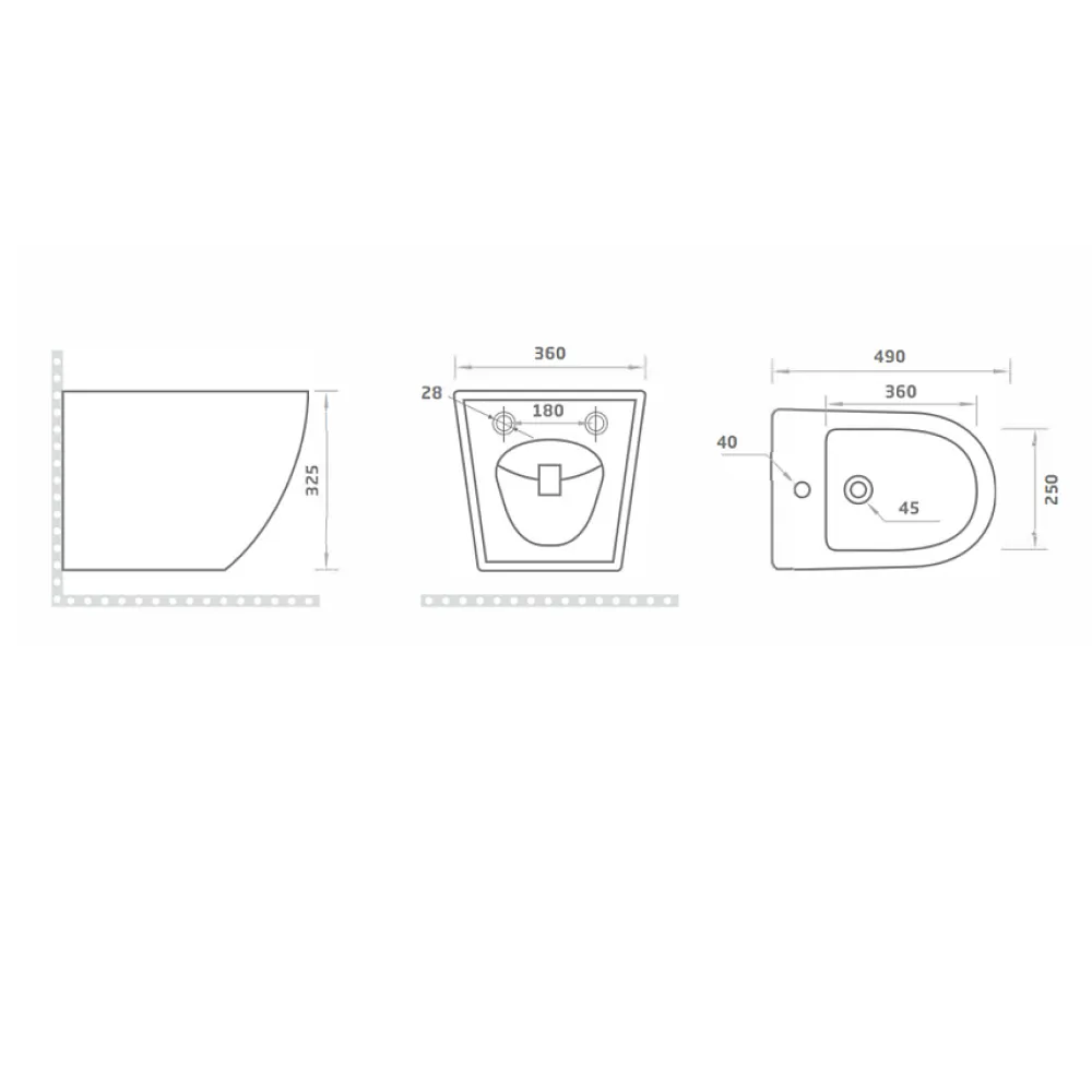 Bidet|Kiamami Valentina Bidet Suspendu Rond Blanc En Céramique Avec Évacuation Murale - Folk
