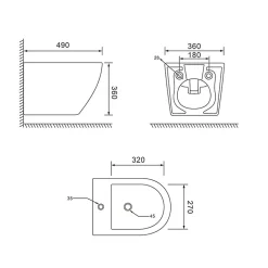 Kiamami Valentina Bidet Suspendu Rond Noir Mat - Folk