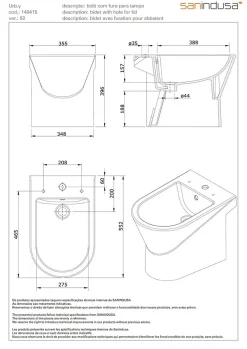 Bidet|Sanindusa Bidet UrbY céramique traditionnelle pose au sol avec trous abattant (abattant non compris) blanc
