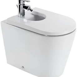 Sanindusa Bidet UrbY Plus céramique traditionnelle pose au sol avec trous abattant (abattant non compris) blanc