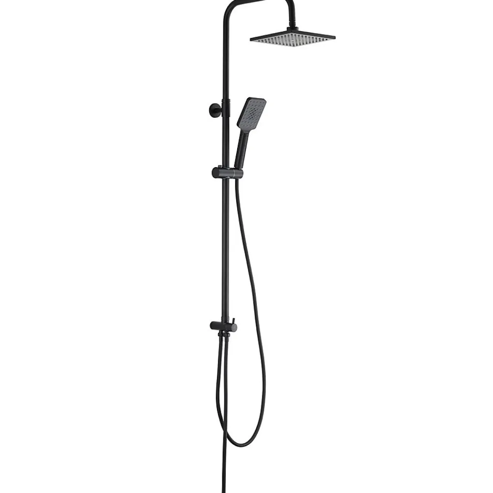 Colonne De Douche Sans Robinetterie|Hydroland BLACKROMA Colonne de douche sans mitigeur hauteur réglable 80 à 115 cm, Noir mat