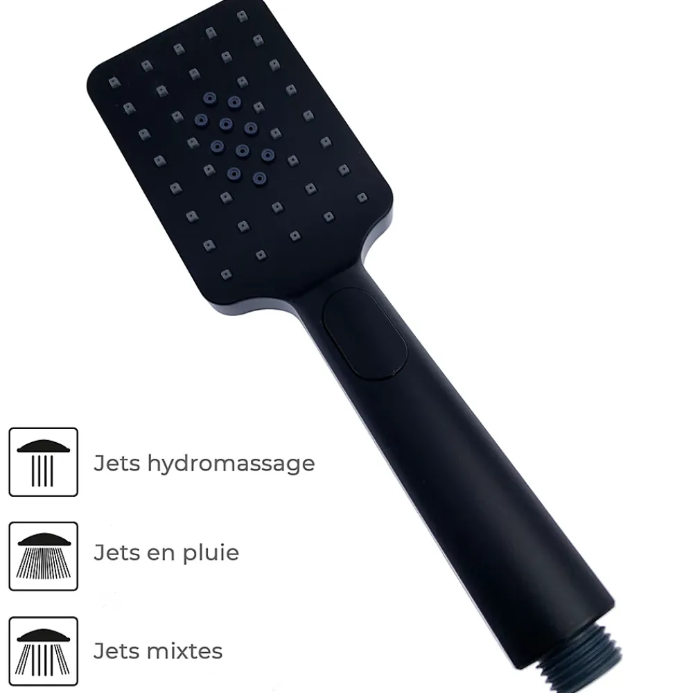 Colonne De Douche Sans Robinetterie|Hydroland BLACKROMA Colonne de douche sans mitigeur hauteur réglable 80 à 115 cm, Noir mat