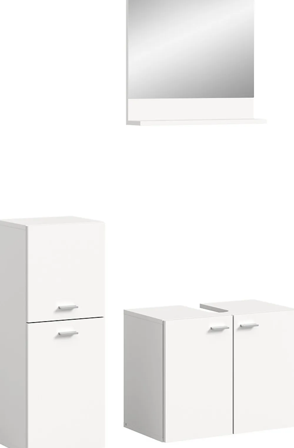 Meuble Sous Lavabo|Xonox Boston - Ensemble de 3 meubles de salle de bains (L/H/P : 102x186x33 cm) en mélaminé blanc, vasque non incluse