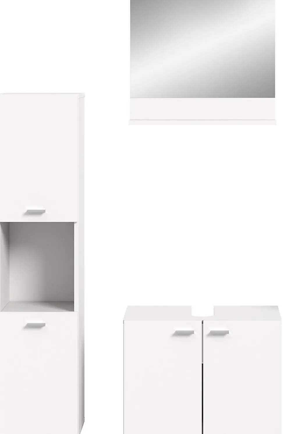 Meuble Sous Lavabo|Xonox Boston - Ensemble de 3 meubles de salle de bains (L/H/P : 102x186x33 cm) en mélaminé blanc, vasque non incluse