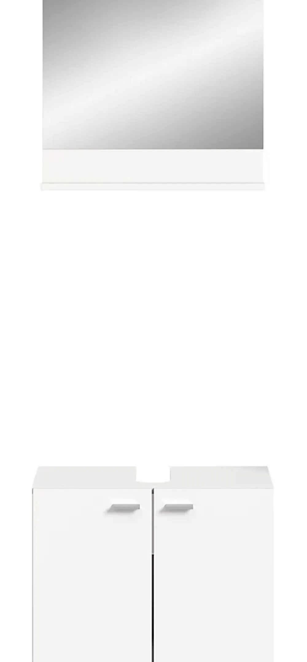Meuble Sous Lavabo|Xonox Boston - Meuble sous lavabo et miroir (L/H/P : 57x44x33 cm) en mélaminé blanc, vasque non incluse