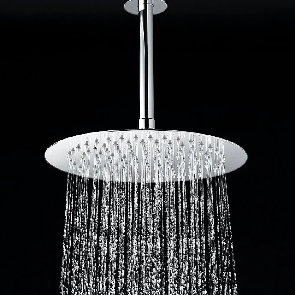 Pommeau De Douche, Flexible Et Barre De Douche|Kibath Bras de douche rond de 20 cm, montage au plafond, finition chromée, en laiton