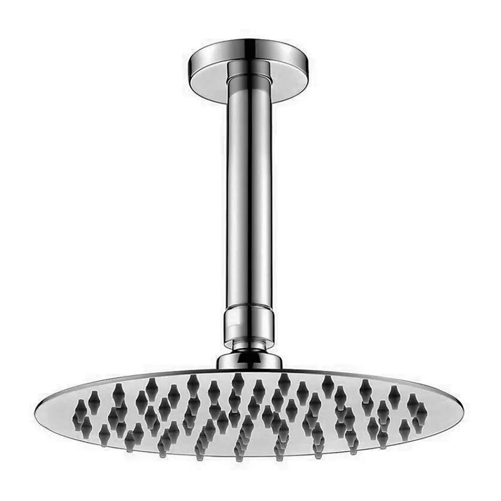 Pommeau De Douche, Flexible Et Barre De Douche|Kibath Bras de douche rond de 20 cm, montage au plafond, finition chromée, en laiton