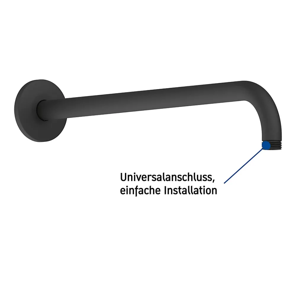 Duravit Bras de tête de douche en laiton, Barre de douche fixation murale 41cm (sans tête de douche) - Noir mat