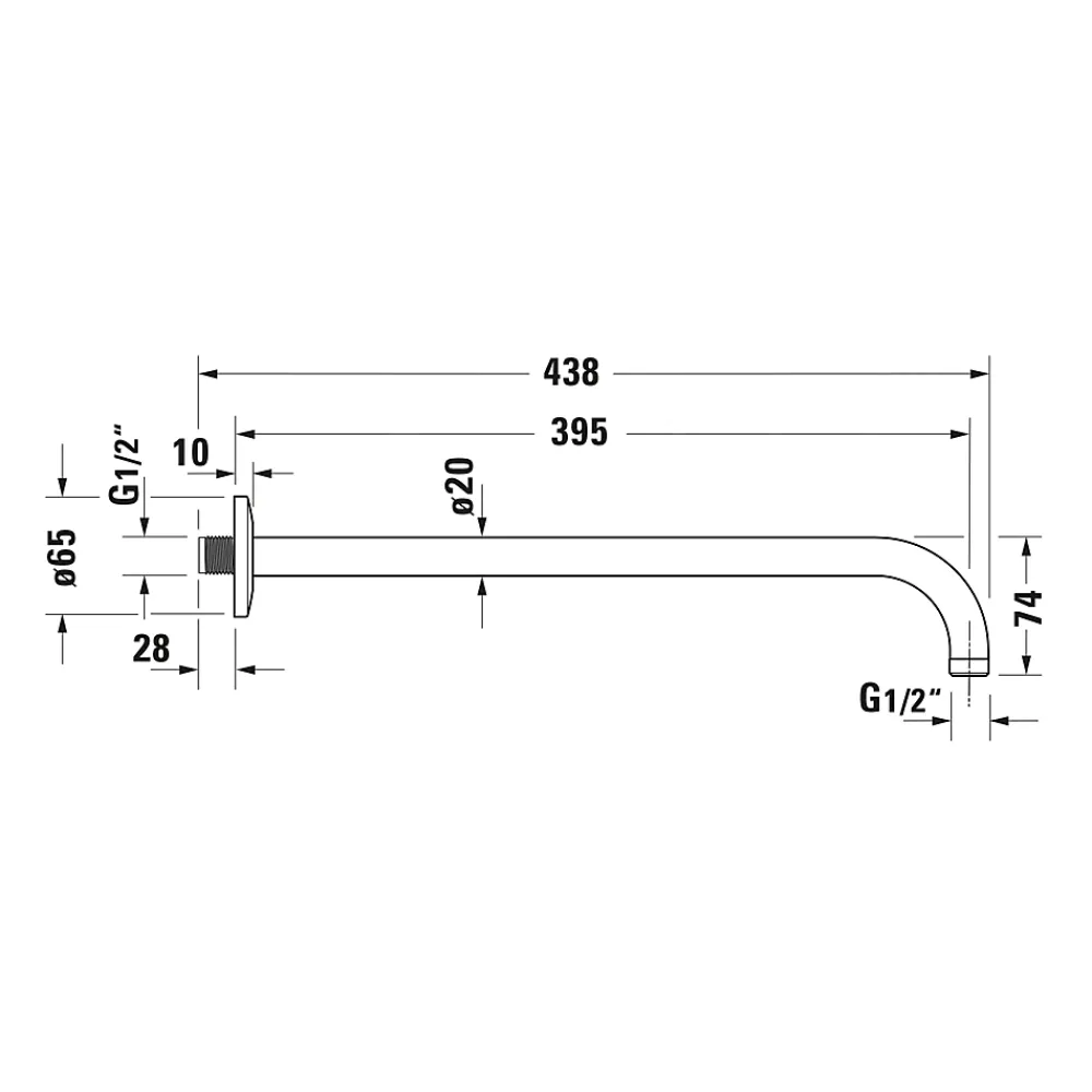 Duravit Bras de tête de douche en laiton, Barre de douche fixation murale 41cm (sans tête de douche) - Noir mat