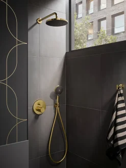 Pommeau De Douche, Flexible Et Barre De Douche|Duravit Bras de tête de douche en laiton, Barre de douche fixation murale 41cm (sans tête de douche) - Or poli