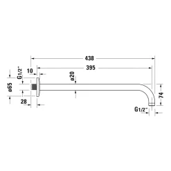 Pommeau De Douche, Flexible Et Barre De Douche|Duravit Bras de tête de douche en laiton, Barre de douche fixation murale 41cm (sans tête de douche) - Or poli