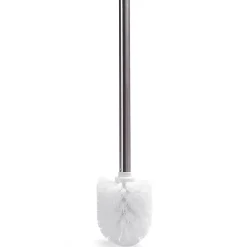 Accessoire Wc|MSV Brosse WC en polypropylène blanc et manche inox Ø8 x H.35 cm,