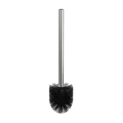 Brosse WC manche acier inoxydable brosse en polypropylène noire Ø7,5 x H.33 cm