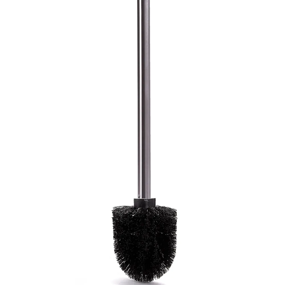 Accessoire Wc|MSV Brosse WC manche acier inoxydable brosse noire H.32 cm