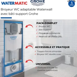 Wc Chimique Et Broyeur|Watermatic Broyeur WC adaptable Waterwall avec bâti support GROHE