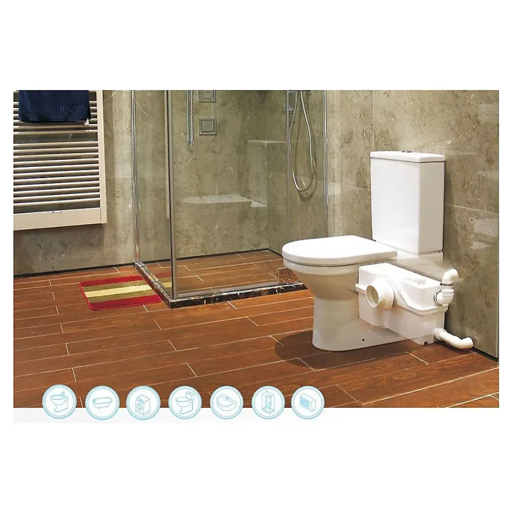 Bsf Broyeur WC 800 watt avec Alarme, idéal en logement locatif ou local PRO, très Robuste, Trappe de maintenance, marque Française