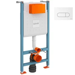 Wc Suspendu|Vitra Bâti support V-Fix Core mur porteur + Plaque Root Round Blanche