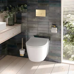 Rea Bâti Support Wc Avec Plaque De Commande Type T Brush Gold