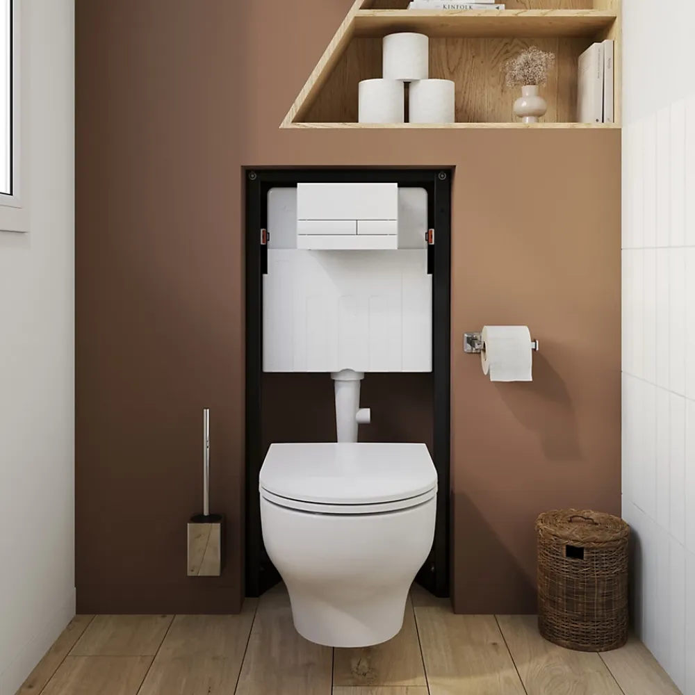 Wc Suspendu|GoodHome Bâti-support sol et mur pour WC suspendu autoportant, certifié NF, Silgo