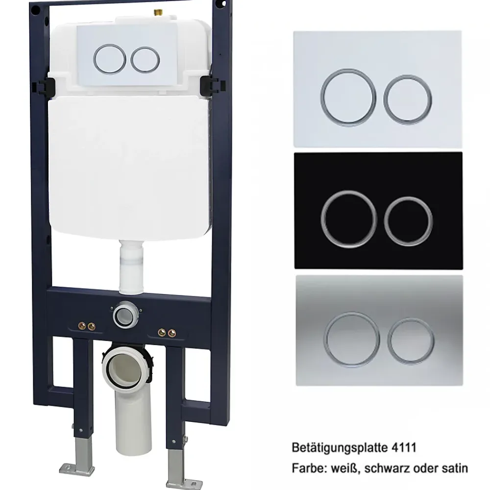 Wc Japonais|Bernstein Bâti-support Toilettes Japonais céramique, WC lavant japonais + télécommande - 38,4x59,3x38cm - PRO+ 1102 - Plaque 4111 noir mat