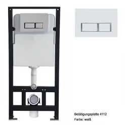Bernstein Bâti-support Toilettes Japonais céramique, WC lavant japonais pack complet - 38,4x59,3x38cm - Basic 1102 Modèle 4112 blanc mat