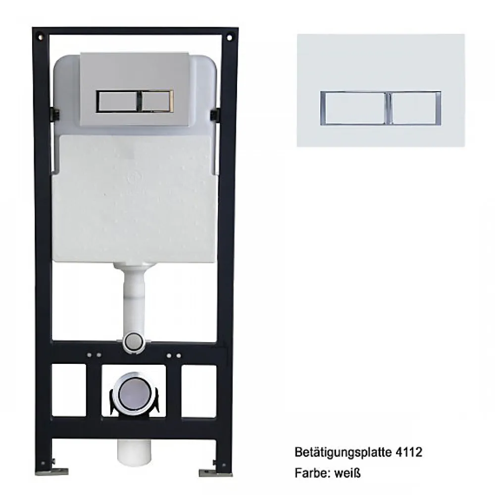 Bernstein Bâti-support Toilettes Japonais céramique, WC lavant japonais pack complet - 38,4x59,3x38cm - Basic 1102 Modèle 4112 blanc mat