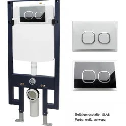 Bernstein Bâti-support Toilettes Japonais céramique, WC lavant japonais + télécommande - 38,4x59,3x38cm - PRO+ 1102 - Plaque verre blanc