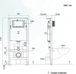 Wc Japonais|Bernstein Bâti-support Toilettes Japonais céramique, WC lavant japonais pack complet - 38,4x59,3x38cm - Basic 1102 Modèle 4111 blanc mat