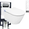 Wc Japonais|Bernstein Bâti-support Toilettes Japonais céramique, WC lavant japonais + télécommande - 38,4x59,3x38cm - PRO+ 1102 - Plaque 4111 satin