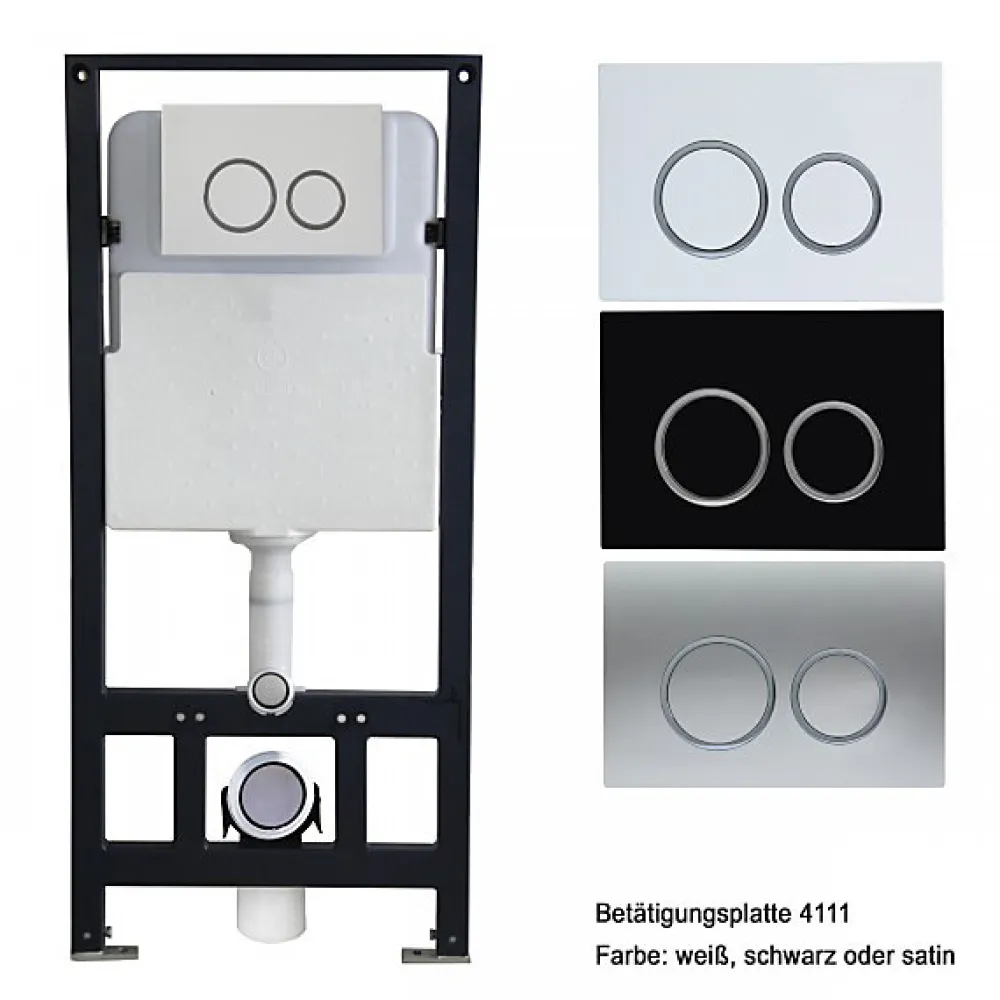 Wc Japonais|Bernstein Bâti-support Toilettes Japonais céramique, WC lavant japonais pack complet - 38,4x59,3x38cm - Basic 1102 Modèle 4111 noir mat