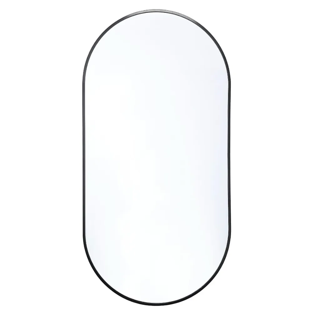 Naturel B-Way 120x60 cm miroir suspendu ovale, cadre en aluminium, noir (ZBWOV12060C)