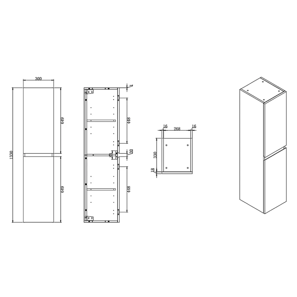 Colonne De Salle De Bains|Swiss Aqua Technologies B-Way 30x133x35 cm meuble de salle de bain haut à suspendre, noyer mat (BWAY35N)