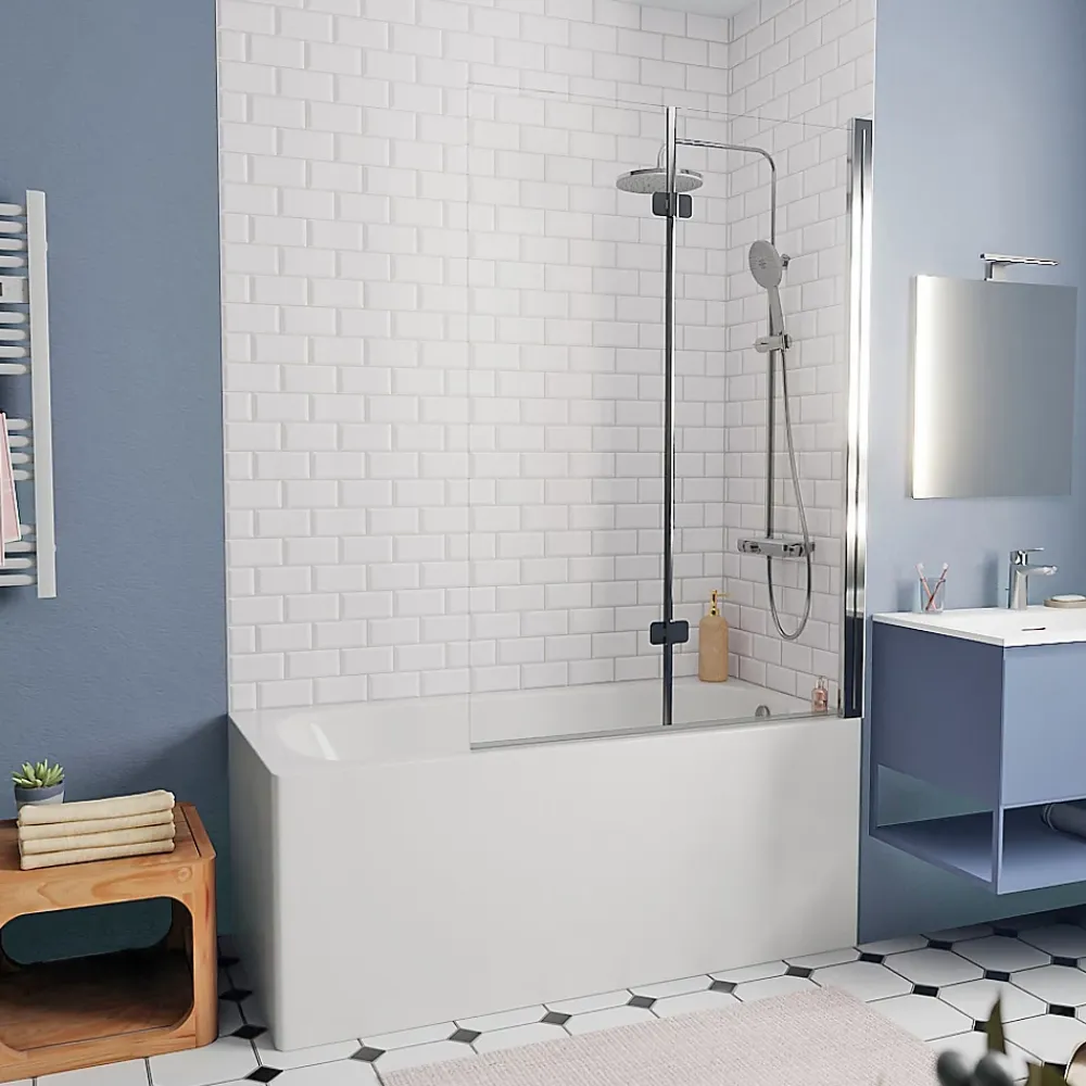 Swiss Aqua Technologies By Kaldewei 150x70 cm Ensemble baignoire Vivien universelle + Pare baignoire 2 volets + pieds (SATVIVI150-SETP2)