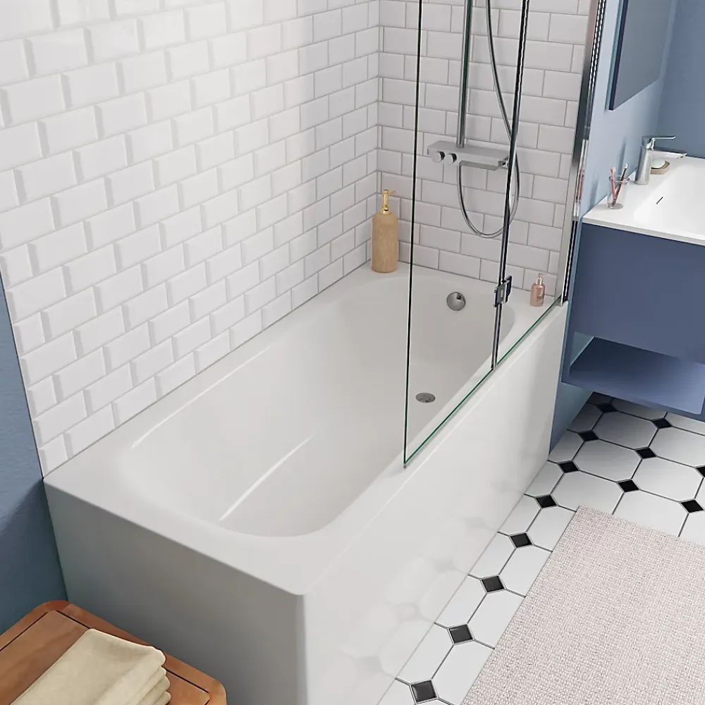Swiss Aqua Technologies By Kaldewei 150x70 cm Ensemble baignoire Vivien universelle + Pare baignoire 2 volets + pieds (SATVIVI150-SETP2)