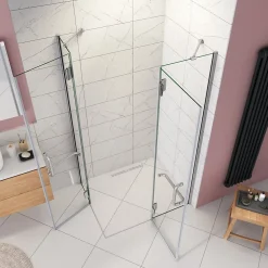 AICA Sanitaire Cabine de douche - 8 mm Verre Anticalcaire - 120 x 90 x190 cm - alu Chrome - avec porte-serviette