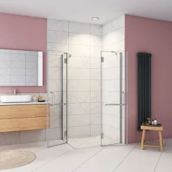 AICA Sanitaire Cabine de douche - 8 mm Verre Anticalcaire - 120 x 90 x190 cm - alu Chrome - avec porte-serviette