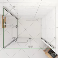 AICA Sanitaire Cabine de douche - 8 mm Verre Anticalcaire - 120 x 90 x190 cm - alu Chrome - avec porte-serviette