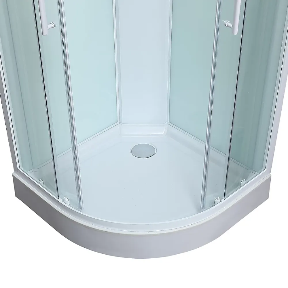 Cabine De Douche|GoodHome Cabine de douche 1/4 de cercle l.85 x L.85 x H.225 cm – hydromassante, blanc, montage rapide, Onega